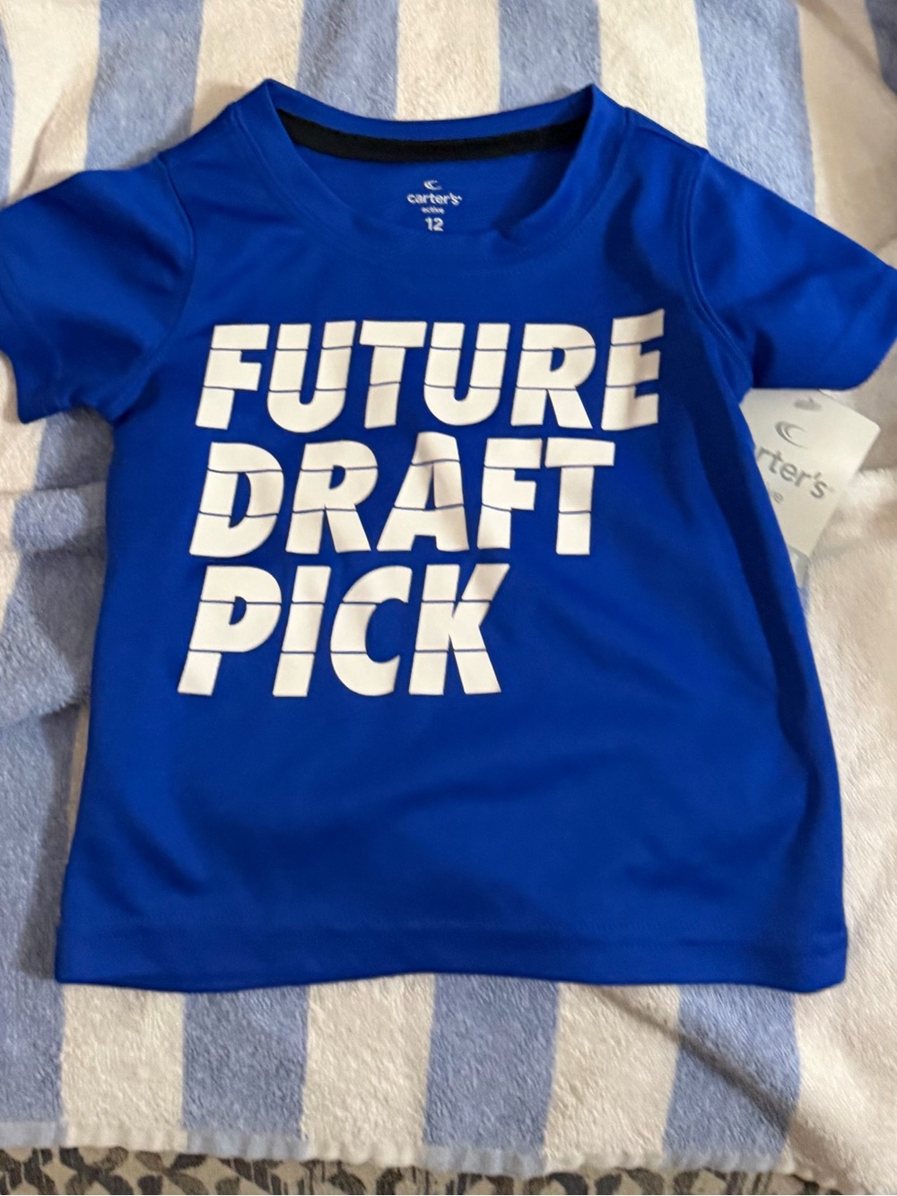 NWT Carter's Size 12 Months Future Draft Pick' Short-Sleeve Blue Athletic Tee